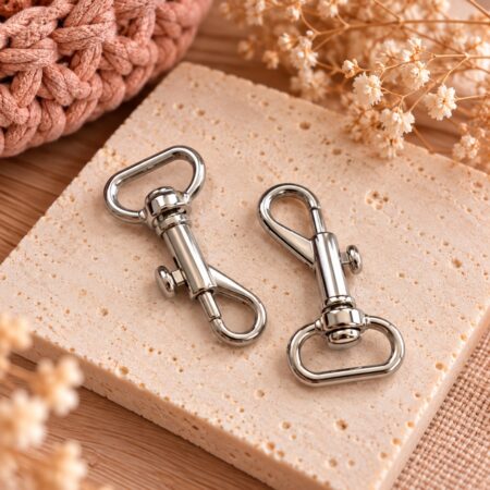 Mousquetons 15 mm nickel argenté pour sac – lot de 2