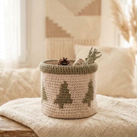 Panière Sapin au crochet beige et vert – Kit LesPtitesBouill x Lou Passion