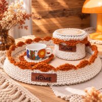 Kit crochet set 3 pièces déco maison coloris brique – Lou Passion