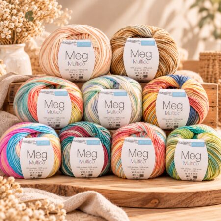 Pelotes de laine Meg Multico by Trimits, fil fantaisie multicolore 100 % acrylique de 50 g et 130 m.