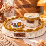 Kit crochet set 3 pièces déco maison coloris moutarde – Lou Passion